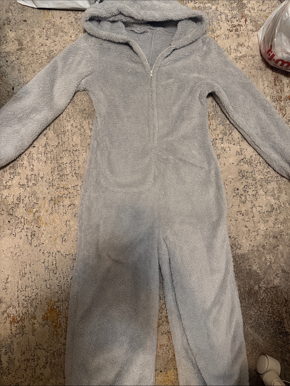 Cozy Hooded Women's Plush Onesie Pajama - Light Gray
